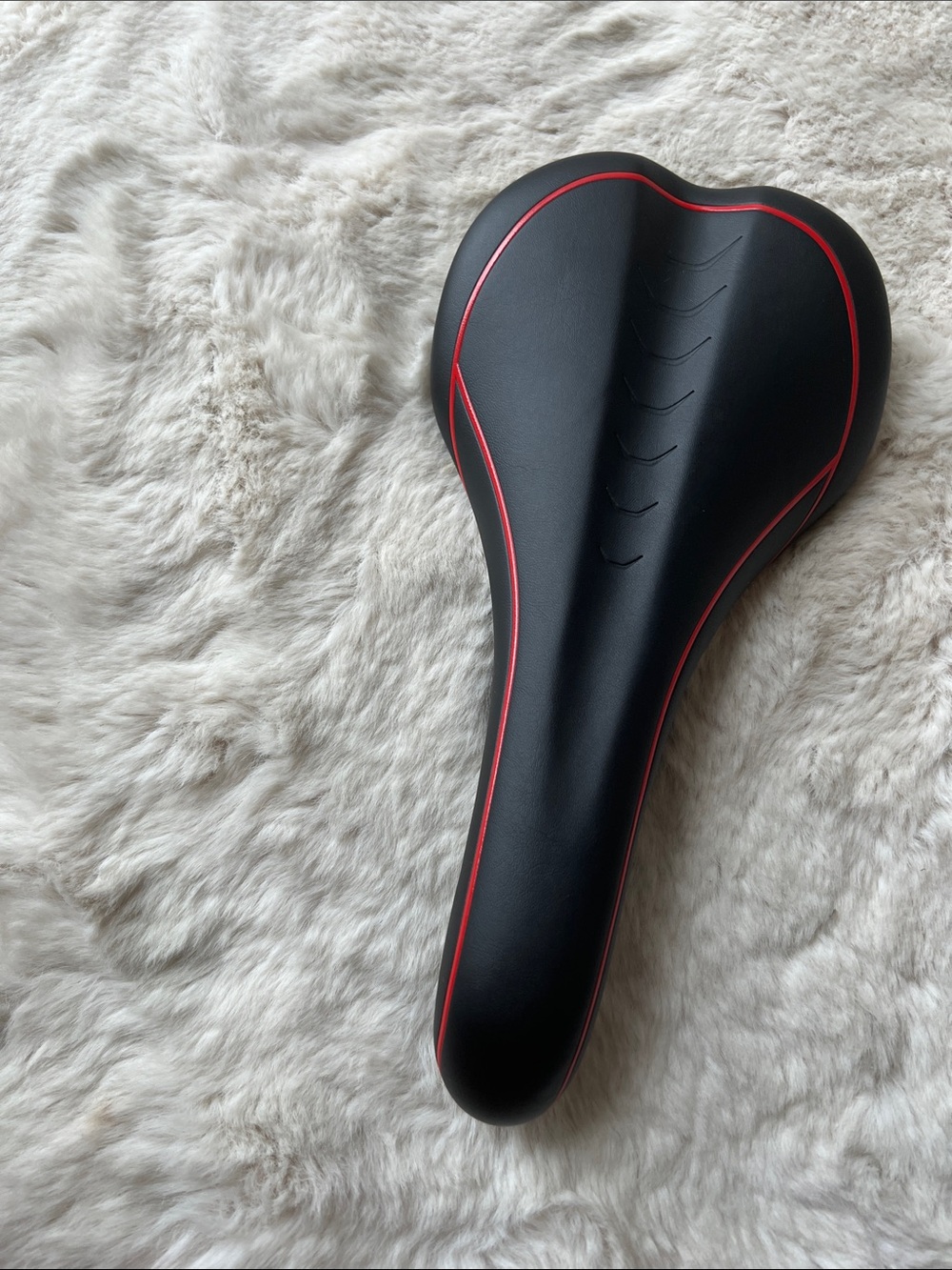 Men's Black Bicycle Saddle with Red Trim